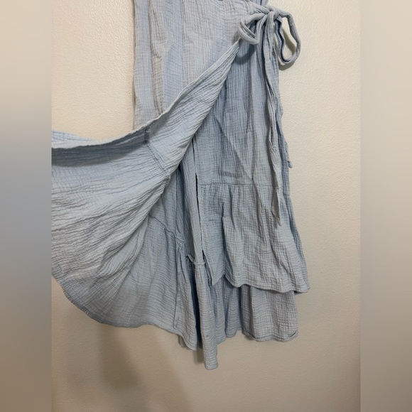 Drew x Anthropologie Maggie Cotton Gauze Flutter Sleeve Wrap Dress - Picture 3 of 6